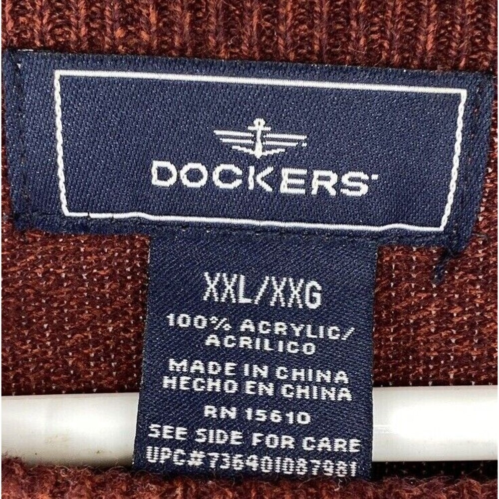 Dockers Mens Size XXL Sweater Burgundy Red 100% Acrylic Crewneck Pullover - Picture 6 of 6